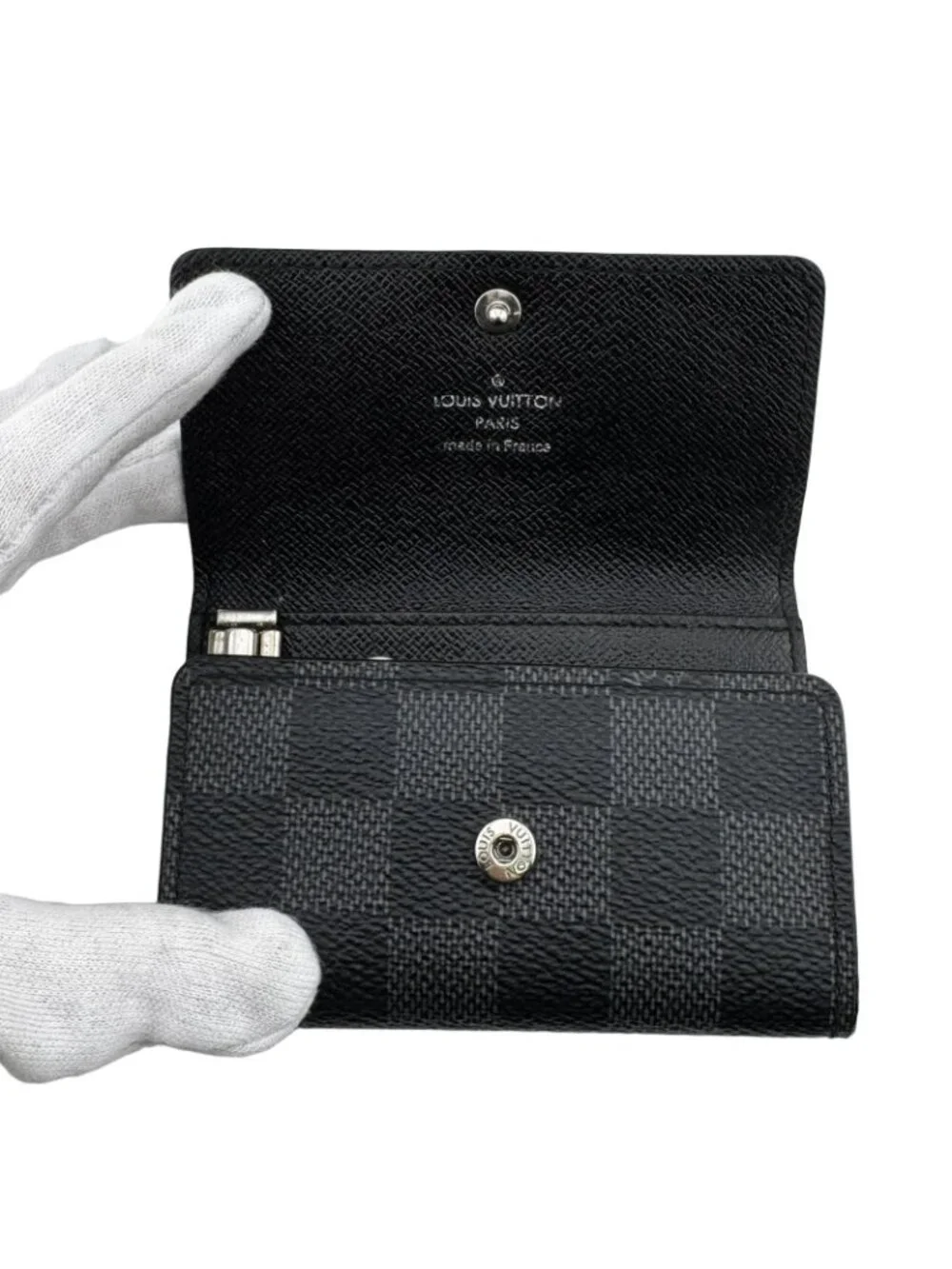 Louis Vuitton Damier Graphite Multicles 6 Key Case Black Leather Key Holder